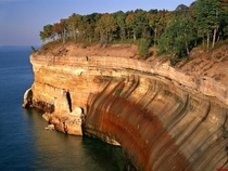 Afternoon light on the cliffs above Lake Superior Pictured Rocks National Lakeshore MI  Willard Clay