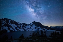 Airglow streaks across the Milky Way Sierra Nevada California 