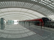 Airport Express train station inside the Terminal  Transportation Centre at Beijing Capital International Airport 