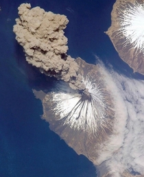 Alaskas Cleveland Volcano eruption viewed from space