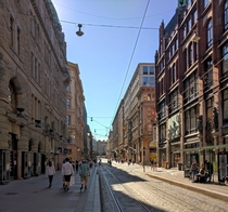 Aleksanterinkatu a very busy shopping street in Helsinki Finland yesterday afternoon 