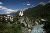 Alpine village Scuol in Switzerland 
