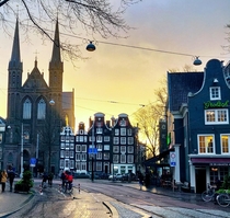 Amsterdam winter sunset