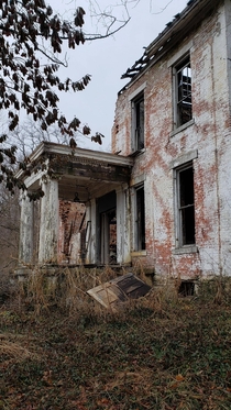 An abandoned burnt  year old farm house in Ohio 