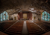 An abandoned church viewing from the balcony