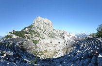 An abandoned theatre at the top of the world Termessos Turkey 
