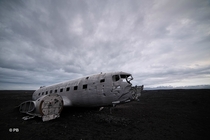 An abandoned US Military airplane in the stone desert of Iceland 
