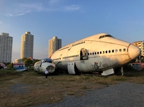 An airplane graveyard on the edge of Bangkok city