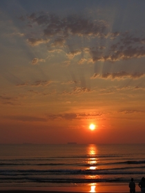An amazing sunrise at the ocean Veracruz Mexico