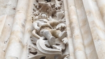 An astronaut carved in the facade of the north gate Cathedral of Salamanca Spain
