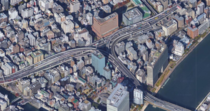 An interchange taking every space available over the streets in Tokyo Japan