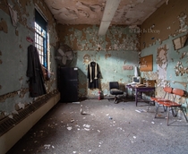 An office inside an abandoned psychiatric hospital