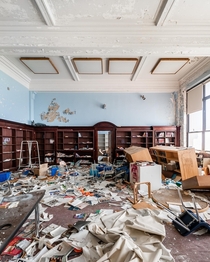 An old abandoned school library 