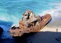 An unknown shipwrecked tugboat on the coast of Vila Nova de Milfontes Portugal  x-post from rShipwreckPorn