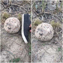 Ancient Cannonball found while digging in an orchard in Karbala  Iraq
