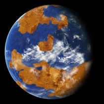 Ancient Venus as depicted in a NASA climate model showing how storm clouds could have protected against strong sunlight and made the planet habitable