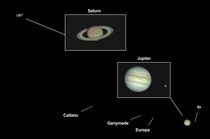Annotated image from yesterday of Jupiter and Saturn all in  frame theyre getting closer you guys 
