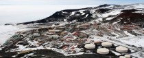 Ariel photo of McMurdo Station - A US Antarctic research centre located on the southern tip of Ross Island Antarctica 