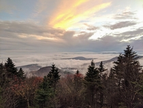 Arrived just in time for sunset above the clouds Sugarloaf Mountain Catskills NY 