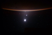 Astronaut Scott Kelly captures a EarthMoonVenusJupiter alignment from the ISS 
