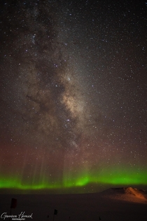Aurora Australis with the Milky Way Taken in Antarctica