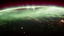 Aurora over Canada with a bit of Chicago on frame