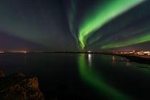 Auroras in Icelandic sky