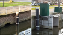 Automated sluice gate that measures the water level and adjusts accordingly The Netherlands