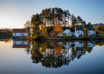 Autumn reflection Borgundgavlen Norway 