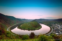 Awesome View of Mosel Bend Moselschleife at dawn Germany 