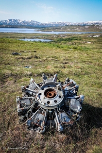 B- liberator engine from WW in remote Norwegian mountain