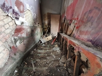 Back staircase to the top floor of an abandoned theatre Manchester England 