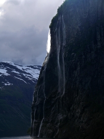 Backlit Waterfall near Geiranger Norway 