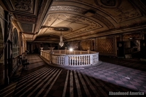 Balcony lobby of abandoned theater 