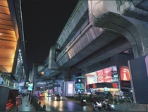 Bangkok sky train in the Siam district