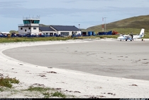 Barra Airport located in the Outer Hebrides islands of Scotland is the only airport in the world where scheduled commercial flights use a beach as a runway low tide permitting 