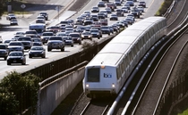 BART Train running by Route  in Lafayette California
