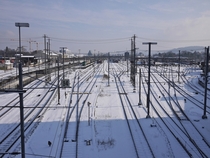 Basel CH rail yard in the winter 