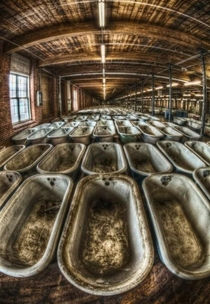 Baths left in an abandoned bath factory