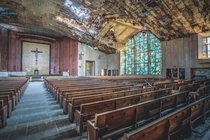 Beautiful abandoned church in Detroit with all the stained glass still intact 