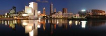 Beautiful Downtown Cleveland at dusk from the lake 