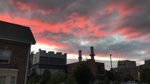 Beautiful pink clouds over Madison WI unedited