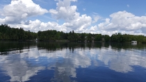 Beautiful reflections of the sky in Lake Massawippi QC 