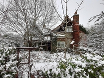 Beautiful snowy cottage in my village early 