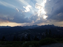 Beautiful sunset and clouds overlooking Mammoth Mountain California  OC