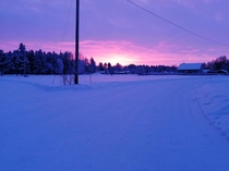 Beautiful sunset in Northern Finland
