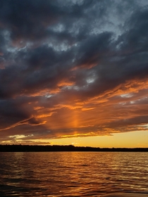 Beautiful sunset in the middle of Gulf Lake Alberta 