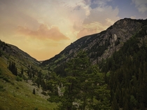 Beautiful sunset over the mountain Bulgaria Rila National park 