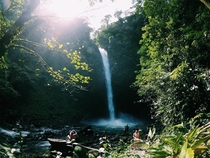 beautiful waterfall in the rainforest in costa rica 