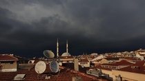 Beauty of storm clouds and suns contrast Istanbul
